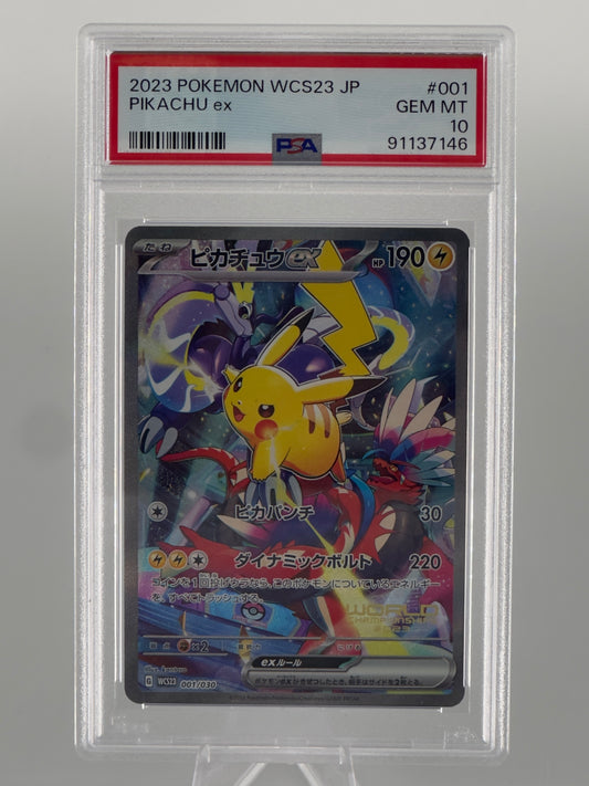 #001 Pikachu ex (PSA 10) JP - World Championships 2023 Yokohama Deck