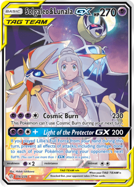 216 Solgaleo & Lunala-GX PBasic Ultra Rare $ - Cosmic Eclipse